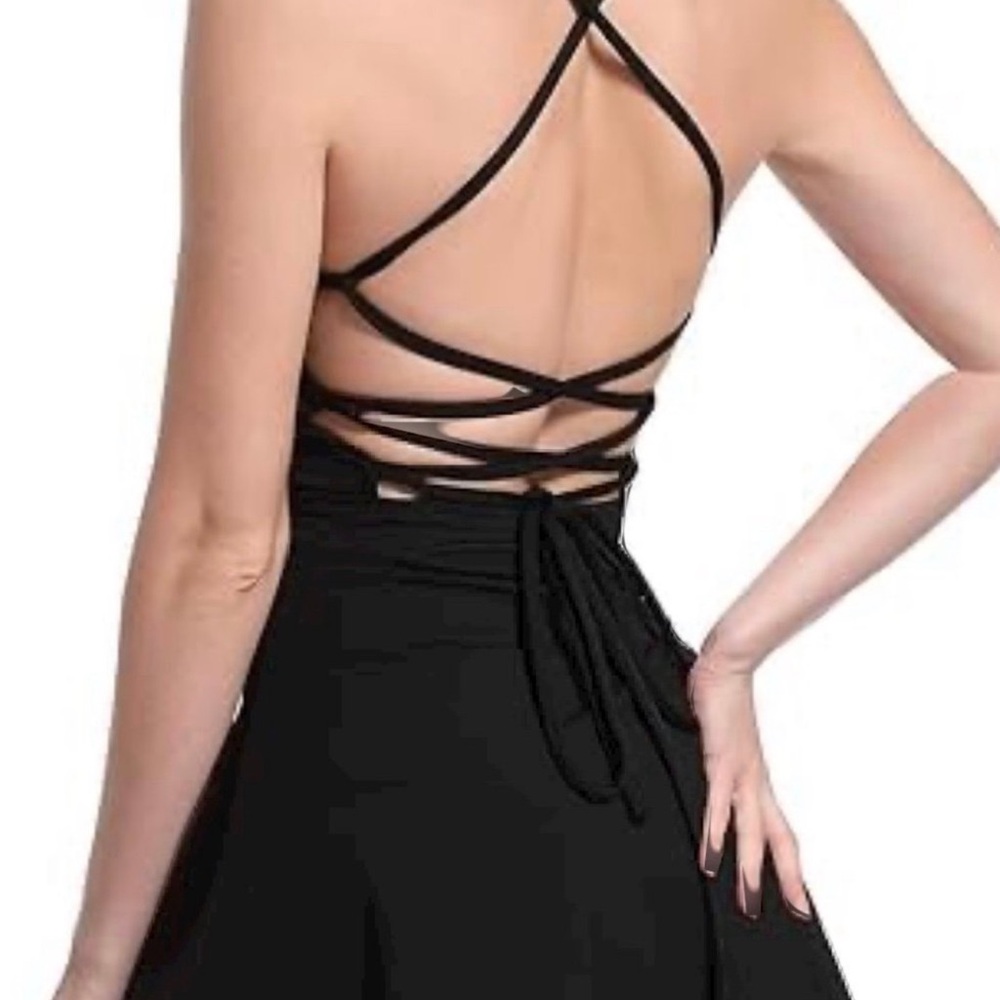 Azanc women’s crisscross tennis short black dress or swimsuit cover size L New!